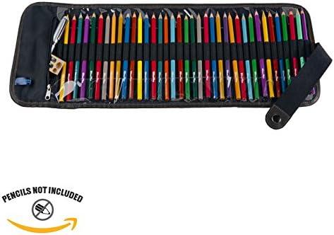 imageSpeedball Art Products 353360 Canvas Pencil Roll Up Olive WBrown Trim Holds 26 PencilsBlack W Black Trim