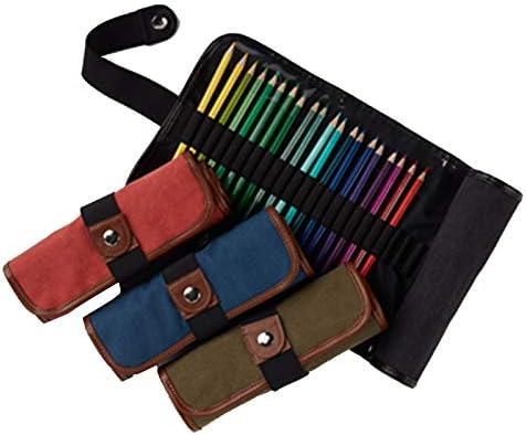 imageSpeedball Art Products 353360 Canvas Pencil Roll Up Olive WBrown Trim Holds 26 PencilsBlack W Black Trim