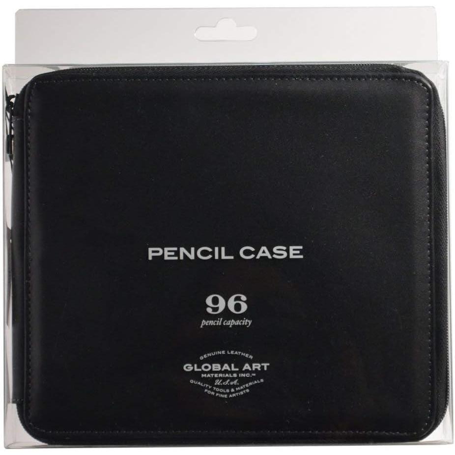 imageSpeedball Art Products Genuine Leather Storage Case for Pencils Markers Pens and Art Supplies Holds Up to 96 Standard Pencils Black