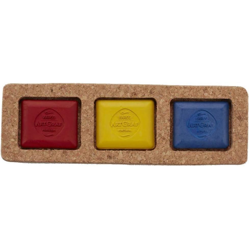 imageArt Graf Artist Water Soluble Tailors Chalk Set of 3 Rich ampamp Intense Cork Box Primary Color 3 Pc Set