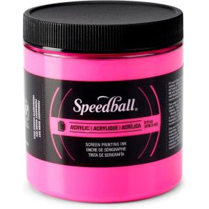 imageSpeedball 046222 Acrylic Screen Printing Ink 8 fl oz Night Glo GreenFluorescent Magenta