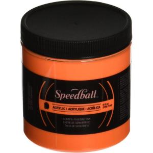 imageSpeedball 046222 Acrylic Screen Printing Ink 8 fl oz Night Glo GreenFluorescent Orange