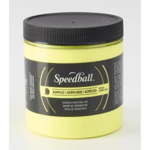 imageSpeedball 046222 Acrylic Screen Printing Ink 8 fl oz Night Glo GreenFluorescent Yellow