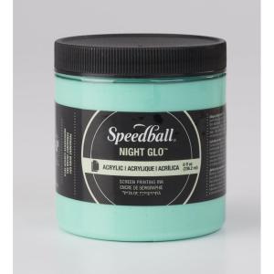 imageSpeedball 046222 Acrylic Screen Printing Ink 8 fl oz Night Glo GreenNight Glo Green