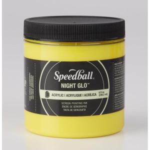 imageSpeedball 046222 Acrylic Screen Printing Ink 8 fl oz Night Glo GreenNight Glo Yellow