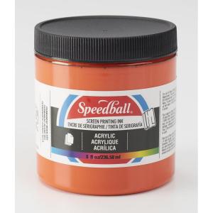 imageSpeedball 046222 Acrylic Screen Printing Ink 8 fl oz Night Glo GreenOrange