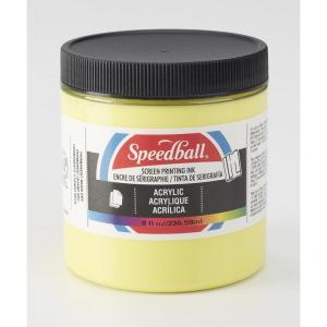 imageSpeedball 046222 Acrylic Screen Printing Ink 8 fl oz Night Glo GreenPrimrose Yellow