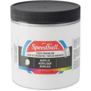 imageSpeedball 046222 Acrylic Screen Printing Ink 8 fl oz Night Glo GreenWhite