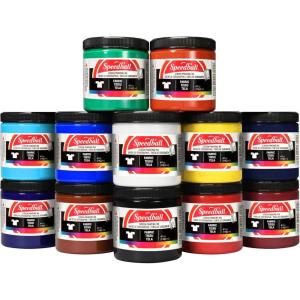imageSpeedball Fabric Screen Printing Ink Studio Set 12Colors 8Ounce for TShirt and Silkscreen Printmaking12 Color Studio Set 8 oz jars