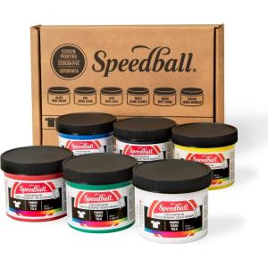 imageSpeedball Fabric Screen Printing Ink Studio Set 12Colors 8Ounce for TShirt and Silkscreen Printmaking6 Color Starter Set 4 oz jars