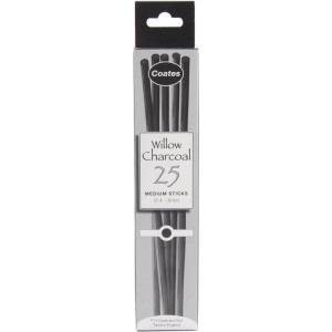 imagePH Coate Artist Willow Charcoal Medium 25 Sticks BlackThin