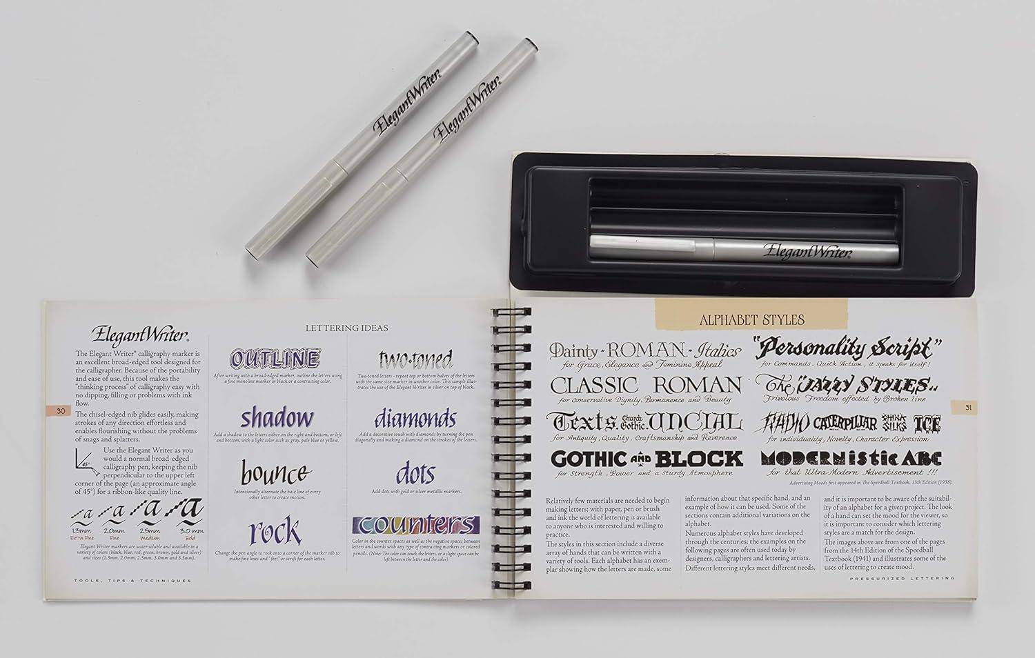 imageSpeedball Art Products Elegant Writer Calligraphy Marker Set 12 Pack 13mm 28213 Marker Set with Textbook  Assorted Sizes