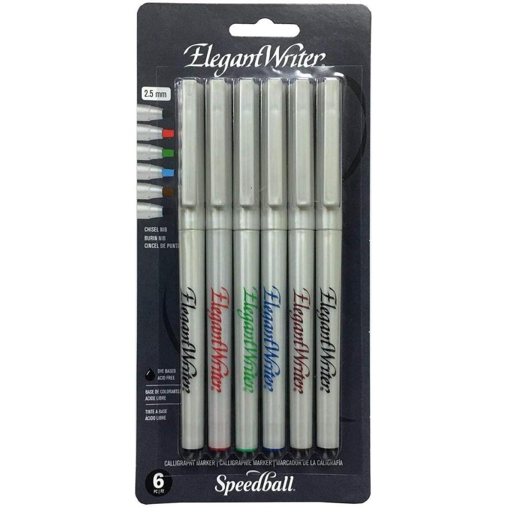 imageSpeedball 2882 Elegant Writer 6 Medium Calligraphy Markers Set Assorted Colors Limited Edition