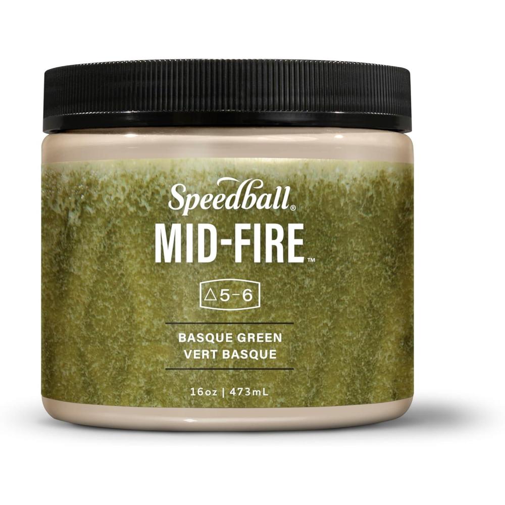 imageSpeedball MidFire Glaze 4Ounce Sample Set Assorted Colors 12 4Ounce Jars for Pottery and CeramicsBasque Green