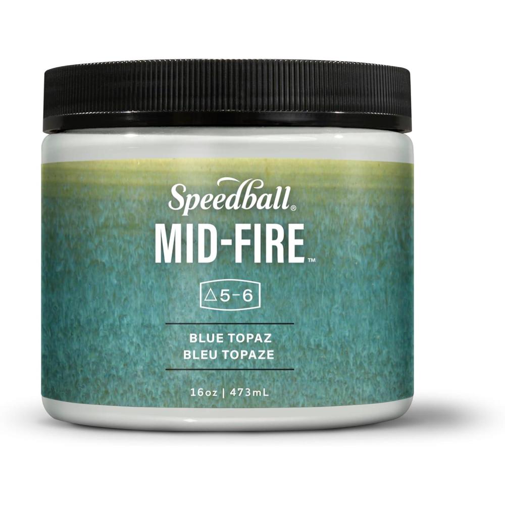 imageSpeedball MidFire Glaze 4Ounce Sample Set Assorted Colors 12 4Ounce Jars for Pottery and CeramicsBlue Topaz