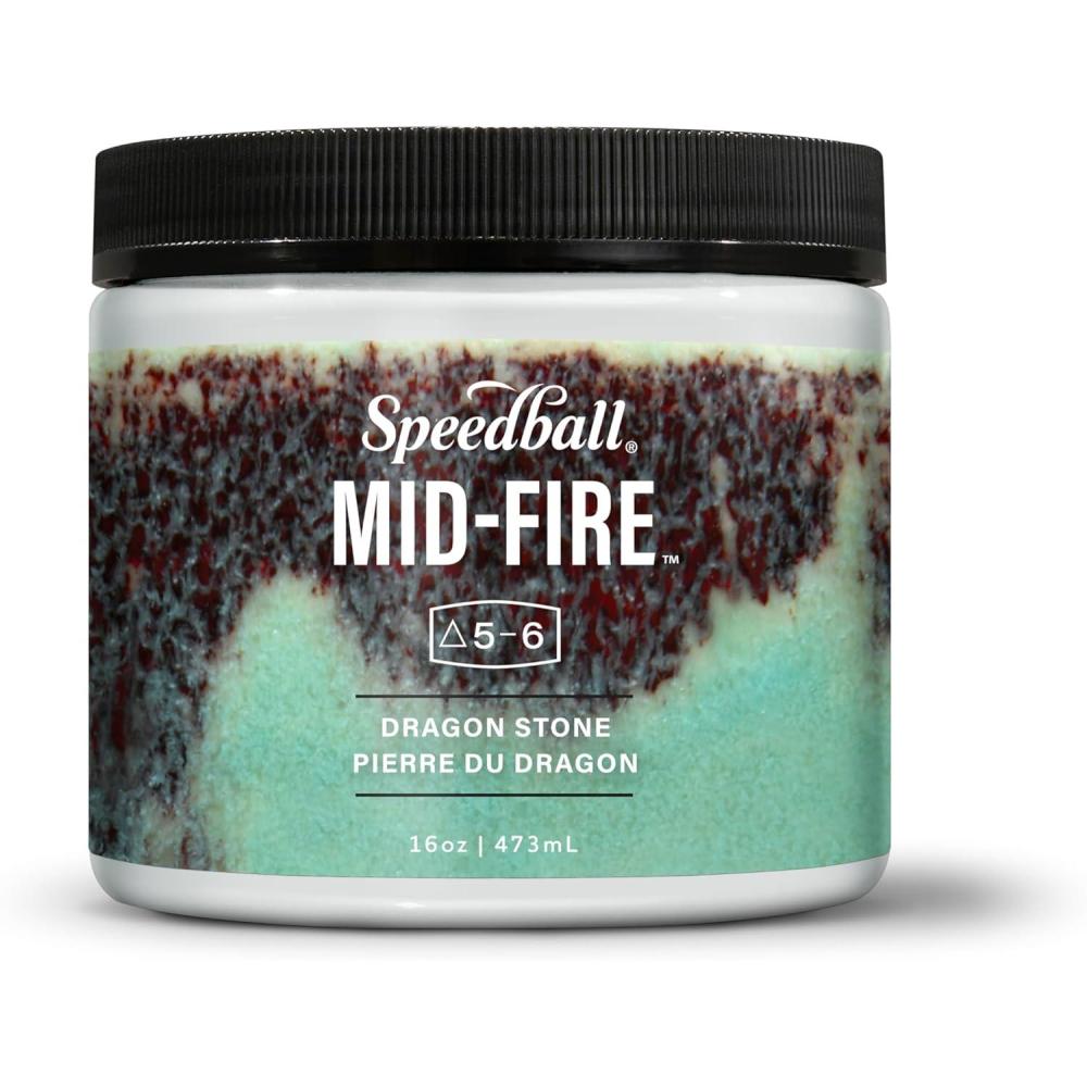 imageSpeedball MidFire Glaze 4Ounce Sample Set Assorted Colors 12 4Ounce Jars for Pottery and CeramicsDragon Stone