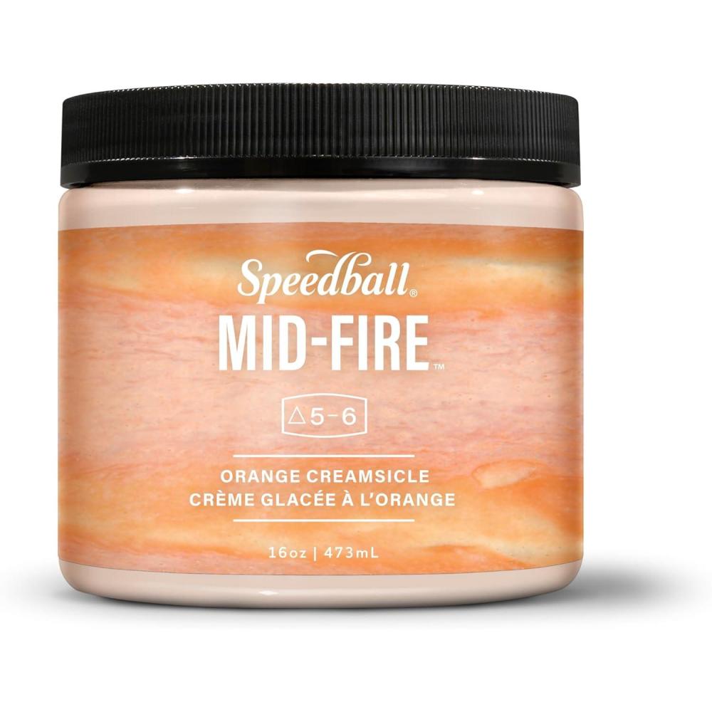 imageSpeedball MidFire Glaze 4Ounce Sample Set Assorted Colors 12 4Ounce Jars for Pottery and CeramicsOrange Cream