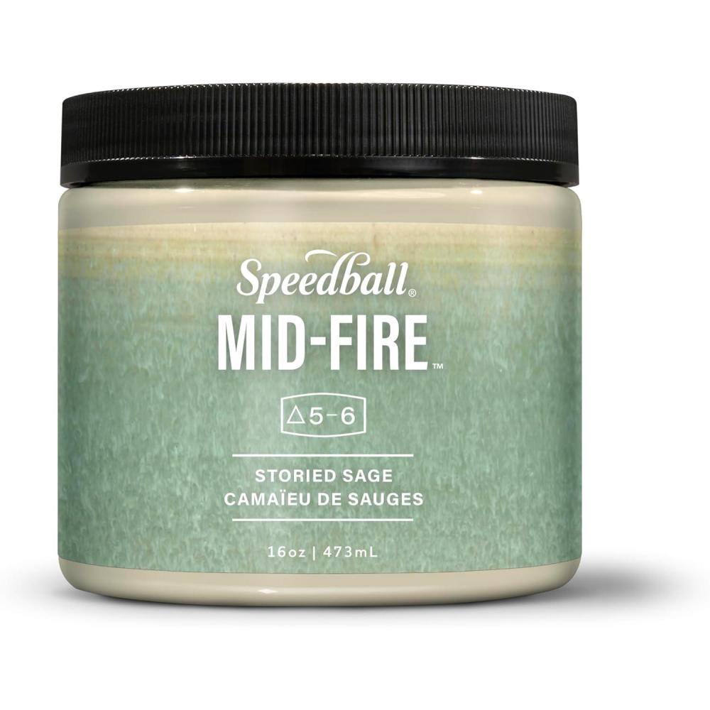 imageSpeedball MidFire Glaze 4Ounce Sample Set Assorted Colors 12 4Ounce Jars for Pottery and CeramicsStoried Sage