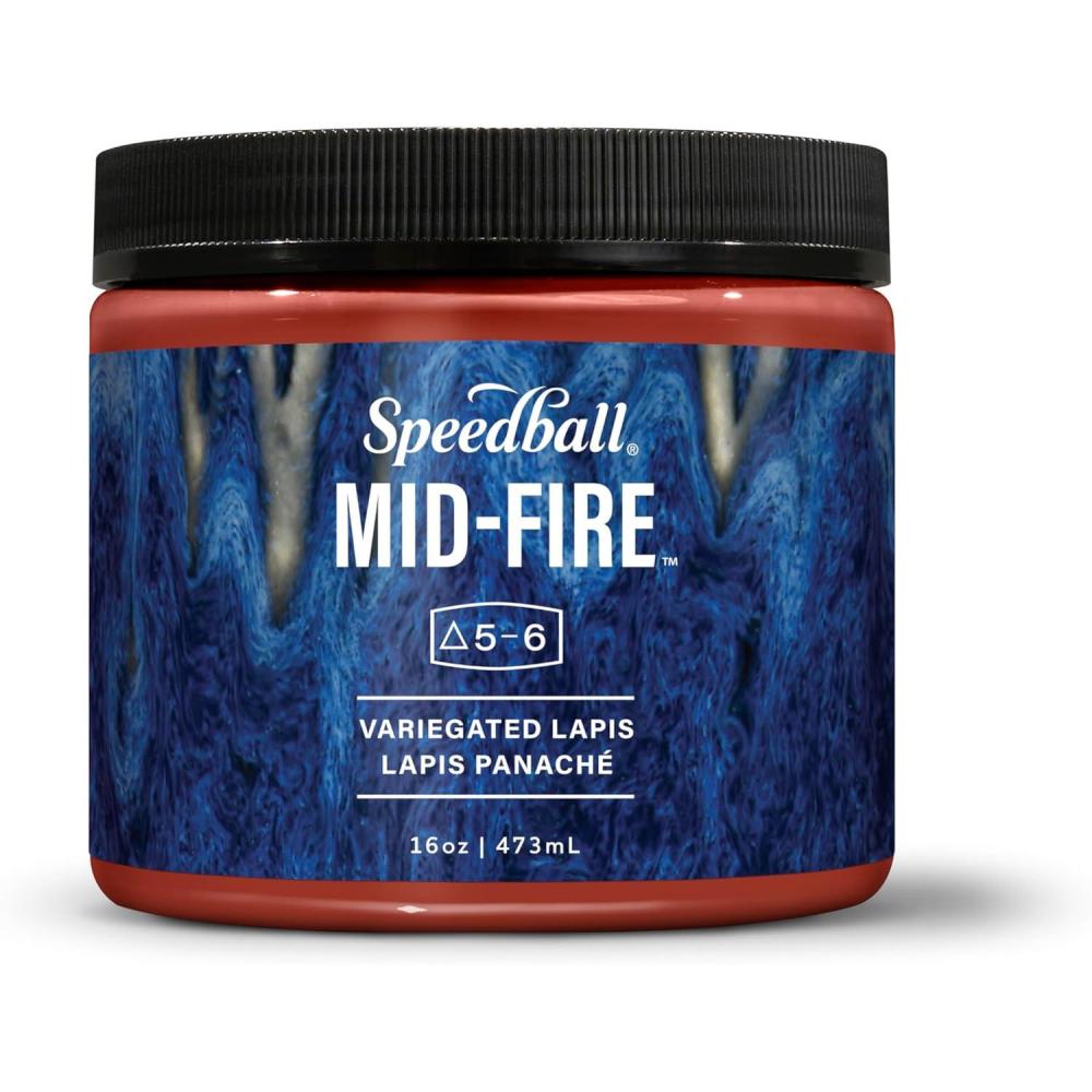 imageSpeedball MidFire Glaze 4Ounce Sample Set Assorted Colors 12 4Ounce Jars for Pottery and CeramicsVariegated Lapis