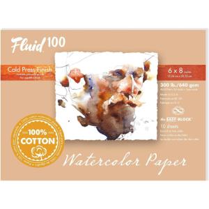 imageFluid 100 Watercolor Block 6 x 8 inches 10 Sheets 300 lb 640 GSM 100 Cotton Cold Press Pad for Artist Painting and Wet Media