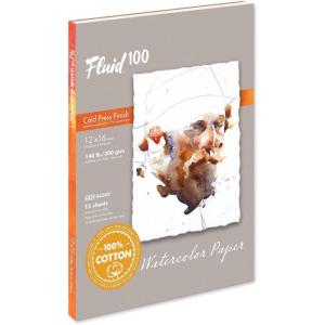 imageFluid 100 Watercolor Paper Block 9 x 12 inches 15 Sheets 140 lb 300 GSM 100 Cotton Cold Press Pad for Artist Painting and Wet Media12 x 16 140 lb