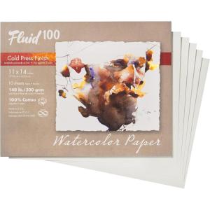 imageFluid 100 Watercolor Paper Block 9 x 12 inches 15 Sheets 140 lb 300 GSM 100 Cotton Cold Press Pad for Artist Painting and Wet Media18 x 24 BLOCK