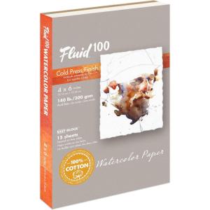 imageFluid 100 Watercolor Paper Block 9 x 12 inches 15 Sheets 140 lb 300 GSM 100 Cotton Cold Press Pad for Artist Painting and Wet Media4 x 6 140 lb