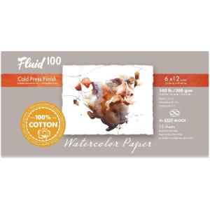 imageFluid 100 Watercolor Paper Block 9 x 12 inches 15 Sheets 140 lb 300 GSM 100 Cotton Cold Press Pad for Artist Painting and Wet Media6 x 12 140 lb
