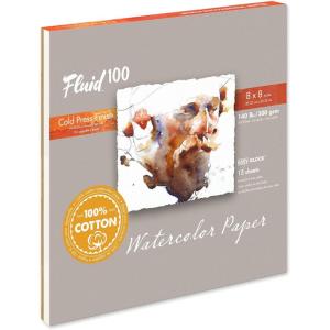 imageFluid 100 Watercolor Paper Block 9 x 12 inches 15 Sheets 140 lb 300 GSM 100 Cotton Cold Press Pad for Artist Painting and Wet Media8 x 8 140 lb