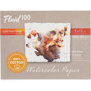 imageFluid 100 Watercolor Paper Block 9 x 12 inches 15 Sheets 140 lb 300 GSM 100 Cotton Cold Press Pad for Artist Painting and Wet Media9 X 12 140lb