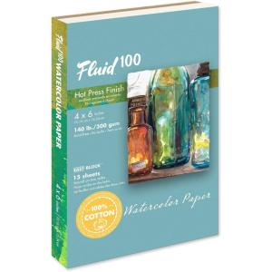 imageFluid 100 Watercolor Paper Block 9 x 12 inches 15 Sheets 140 lb 300 GSM 100 Cotton Hot Press Pad for Artist Painting and Wet MediaBlock 140 lb