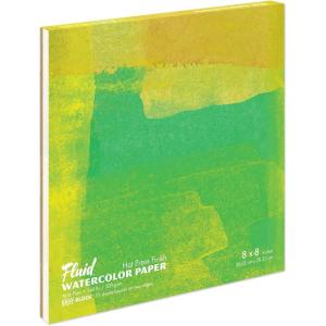 imageFluid Watercolor Paper Block 6 x 8 inches 15 Sheets 140 lb 300 GSM Hot Press Paper Pad for Artist Painting and Wet Media140 lb 300 GSM Hot Press