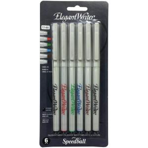 imageSpeedball 2882 Elegant Writer 6 Medium Calligraphy Markers Set Assorted Colors Limited Edition