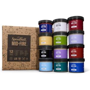 imageSpeedball MidFire Glaze 4Ounce Sample Set Assorted Colors 12 4Ounce Jars for Pottery and Ceramics4oz Sample Set 12Colors