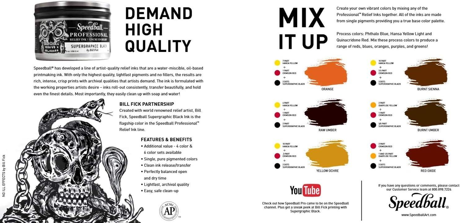 imageSpeedball 3980 Professional Relief 4 Color Ink Set MulticolorAssorted