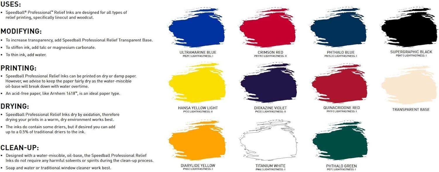 imageSpeedball 3980 Professional Relief 4 Color Ink Set MulticolorAssorted