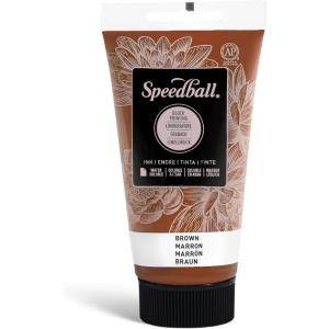 imageSpeedball 3804 Water Soluble Block Printing Ink  Bold Color With Satin Finish Ap Nontoxic 8 Fl Oz GreenBrown
