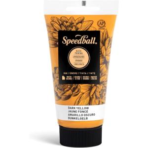 imageSpeedball 3804 Water Soluble Block Printing Ink  Bold Color With Satin Finish Ap Nontoxic 8 Fl Oz GreenDark Yellow