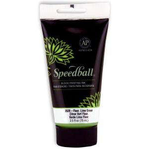 imageSpeedball 3804 Water Soluble Block Printing Ink  Bold Color With Satin Finish Ap Nontoxic 8 Fl Oz GreenFluorescent Lime Green