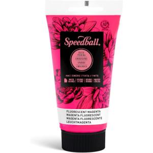 imageSpeedball 3804 Water Soluble Block Printing Ink  Bold Color With Satin Finish Ap Nontoxic 8 Fl Oz GreenFluorescent Magenta