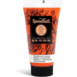 imageSpeedball 3804 Water Soluble Block Printing Ink  Bold Color With Satin Finish Ap Nontoxic 8 Fl Oz GreenFluorescent Orange