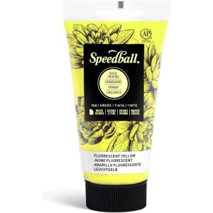 imageSpeedball 3804 Water Soluble Block Printing Ink  Bold Color With Satin Finish Ap Nontoxic 8 Fl Oz GreenFluorescent Yellow