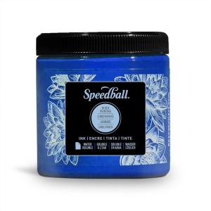 imageSpeedball 3804 Water Soluble Block Printing Ink  Bold Color With Satin Finish Ap Nontoxic 8 Fl Oz GreenPrimary Blue