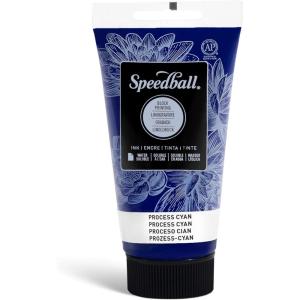 imageSpeedball 3804 Water Soluble Block Printing Ink  Bold Color With Satin Finish Ap Nontoxic 8 Fl Oz GreenProcess Cyan