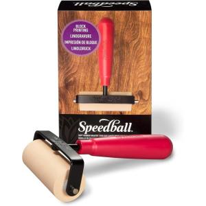 imageSpeedball Deluxe Soft Rubber Brayer  2 Inch Professional Ink Roller  4042 Durometer Natural Latex  HeavyDuty Steel Frame  Made in USA3Inch