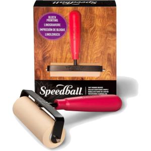 imageSpeedball Deluxe Soft Rubber Brayer  2 Inch Professional Ink Roller  4042 Durometer Natural Latex  HeavyDuty Steel Frame  Made in USA4Inch