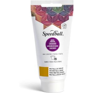 imageSpeedball Fabric Block Printing Ink 5oz Black No Heat Set Required for Textiles Permanent Formula Made in USAGold