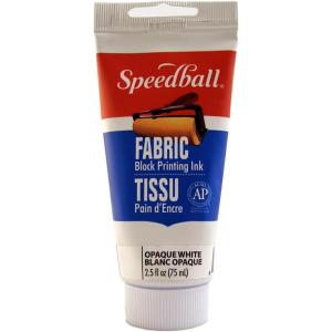imageSpeedball Fabric Block Printing Ink 5oz Black No Heat Set Required for Textiles Permanent Formula Made in USAOpaque White