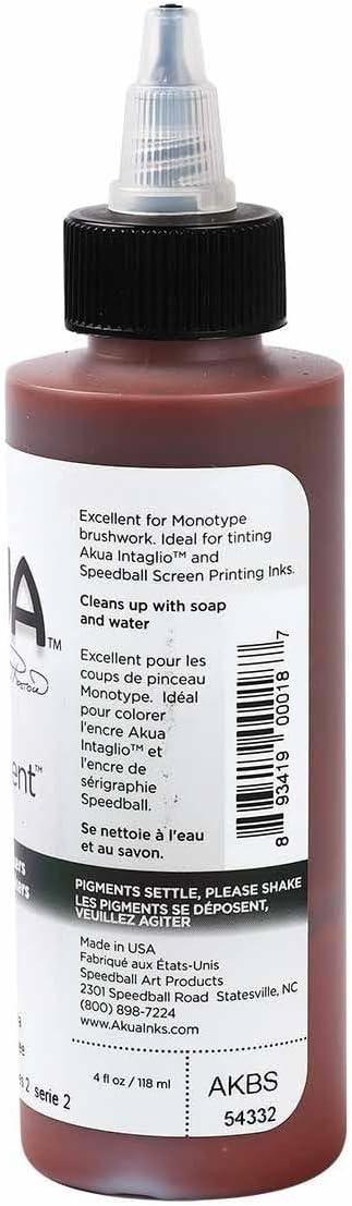 imageAkua Kolor AKTW Water Based Monotype Ink NonToxic 4 oz Bottle 16quot Height 16quot Width 475quot Length Titanium WhiteBurnt Sienna