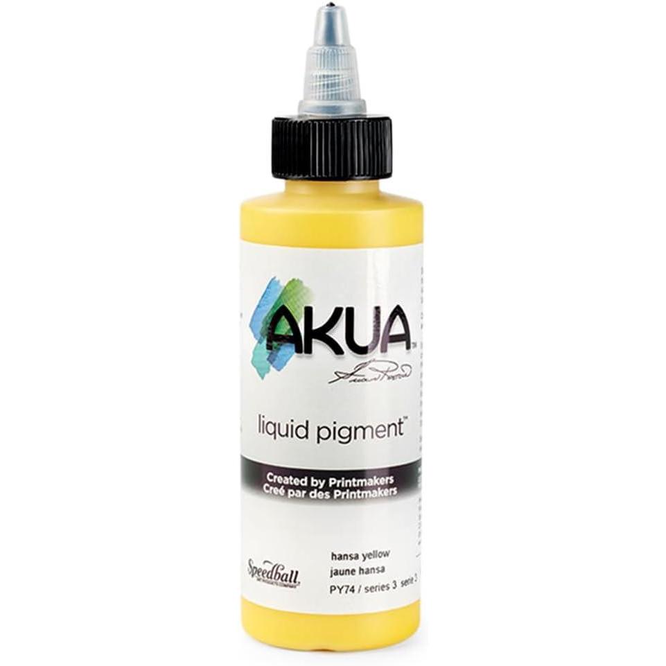 imageAkua Kolor AKTW Water Based Monotype Ink NonToxic 4 oz Bottle 16quot Height 16quot Width 475quot Length Titanium WhiteHansa Yellow